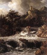RUISDAEL, Jacob Isaackszon van Waterfall with Castle Built on the Rock af oil painting picture wholesale